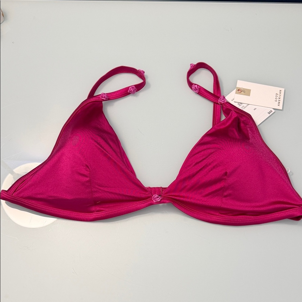 NWT Good American Pink Rose Bikini Top